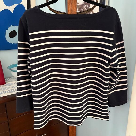 Lauren Ralph Lauren 100% Cotton Nautical Stripe Boatneck 3/4 Sleeve Shirt size L - Picture 4 of 7